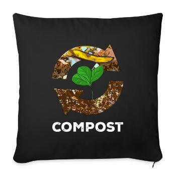 Compost Worms Gift - Sofa pillowcase 17,3'' x 17,3'' (45 x 45 cm) - black - Front