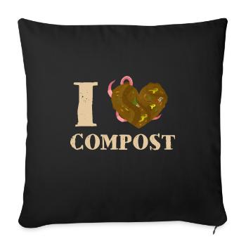 Compost Worms Gift - Sofa pillowcase 17,3'' x 17,3'' (45 x 45 cm) - black - Front