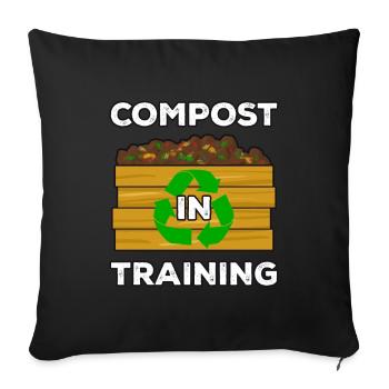 Cadeau vers de compost - Housse de coussin décorative 45 x 45 cm - noir - Devant