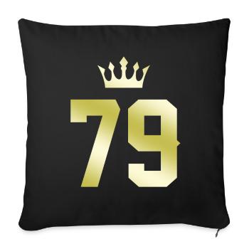 79 Zahl Krone - Sofakissenbezug 45 x 45 cm - Schwarz - Vorne