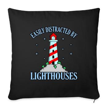 lighthouse - Sofa pillowcase 17,3'' x 17,3'' (45 x 45 cm) - black - Front