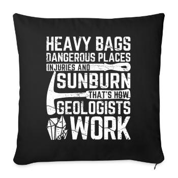 Drôle de géologie Géologue Chasse aux rochers - Housse de coussin décorative 45 x 45 cm - noir - Devant