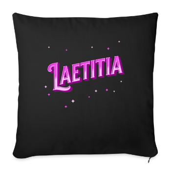 Laetitia nom personnalisé - Housse de coussin décorative 45 x 45 cm - noir - Devant