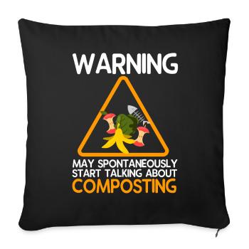 Cadeau vers de compost - Housse de coussin décorative 45 x 45 cm - noir - Devant