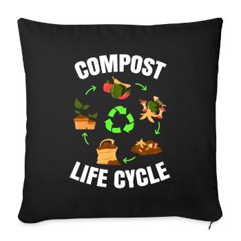 Compost Worms Gift - Sofa pillowcase 17,3'' x 17,3'' (45 x 45 cm) - black - Front
