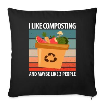 Cadeau vers de compost - Housse de coussin décorative 45 x 45 cm - noir - Devant