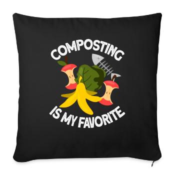 Compost Worms Gift - Sofa pillowcase 17,3'' x 17,3'' (45 x 45 cm) - black - Front