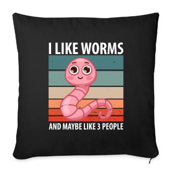 Compost Worms Gift - Sofa pillowcase 17,3'' x 17,3'' (45 x 45 cm) - black - Front