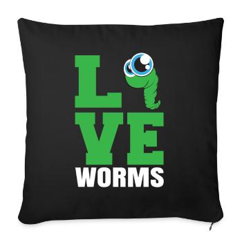 Cadeau vers de compost - Housse de coussin décorative 45 x 45 cm - noir - Devant