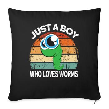 Cadeau vers de compost - Housse de coussin décorative 45 x 45 cm - noir - Devant