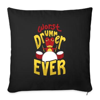 Le pire batteur Dinosaur Trex - Housse de coussin décorative 45 x 45 cm - noir - Devant