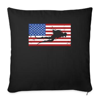 Plongée drapeau américain - Housse de coussin décorative 45 x 45 cm - noir - Devant
