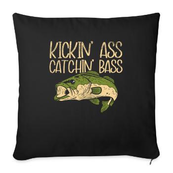 Kickin' Ass Cathin' Perch Fishing Perch Fishing - Sofa pillowcase 17,3'' x 17,3'' (45 x 45 cm) - black - Front