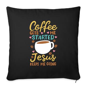 Jesus / Kaffee: Bibel Verse - Sofakissenbezug 45 x 45 cm - Schwarz - Vorne