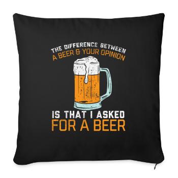 Bière qui boit de l’alcool amusant - Housse de coussin décorative 45 x 45 cm - noir - Devant