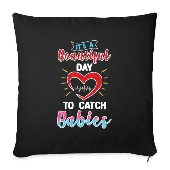 Catch Babies Noula Obstétricien sage-femme - Housse de coussin décorative 45 x 45 cm - noir - Devant