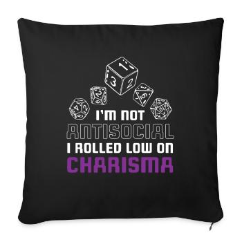 Im Not Antisocial Rolled Low Charisma - Sofa pillowcase 17,3'' x 17,3'' (45 x 45 cm) - black - Front