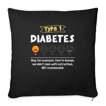 Awareness of type 1 diabetes - Sofa pillowcase 17,3'' x 17,3'' (45 x 45 cm) - black - Front