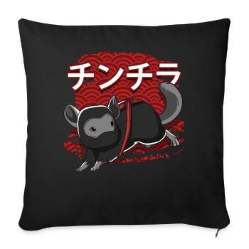 Ninja Chinchilla - Sofa pillowcase 17,3'' x 17,3'' (45 x 45 cm) - black - Front