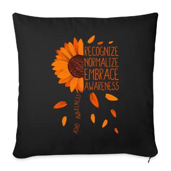 ADHD Awareness Sunflower - Sofa pillowcase 17,3'' x 17,3'' (45 x 45 cm) - black - Front