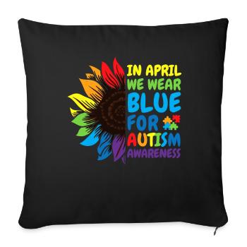 Autism Awareness Sunflower - Sofa pillowcase 17,3'' x 17,3'' (45 x 45 cm) - black - Front