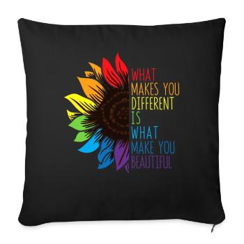 Tournesol de sensibilisation à l’autisme - Housse de coussin décorative 45 x 45 cm - noir - Devant
