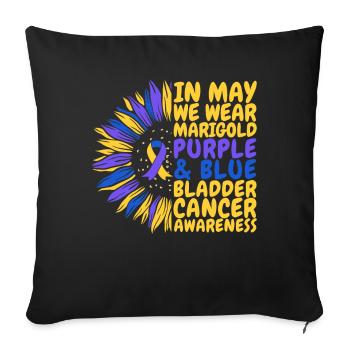 Sensibilisation au cancer de la vessie Tournesol - Housse de coussin décorative 45 x 45 cm - noir - Devant
