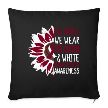 Tournesol de sensibilisation au cancer du larynx - Housse de coussin décorative 45 x 45 cm - noir - Devant