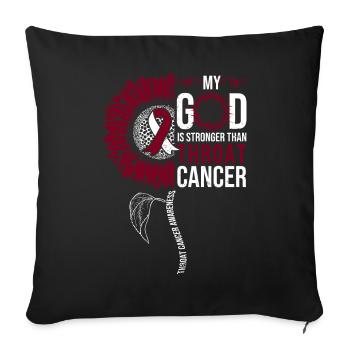 Tournesol de sensibilisation au cancer du larynx - Housse de coussin décorative 45 x 45 cm - noir - Devant