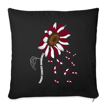 Tournesol de sensibilisation au cancer du larynx - Housse de coussin décorative 45 x 45 cm - noir - Devant