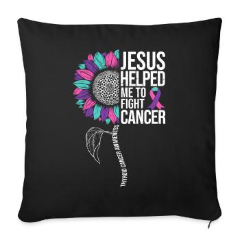 Thyriode Cancer Awareness Tournesol - Housse de coussin décorative 45 x 45 cm - noir - Devant