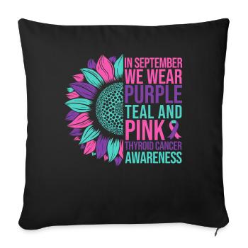 Thyriode Cancer Awareness Tournesol - Housse de coussin décorative 45 x 45 cm - noir - Devant