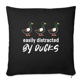 Facilement distrait par les canards Canard Oiseau - Housse de coussin décorative 45 x 45 cm - noir - Devant