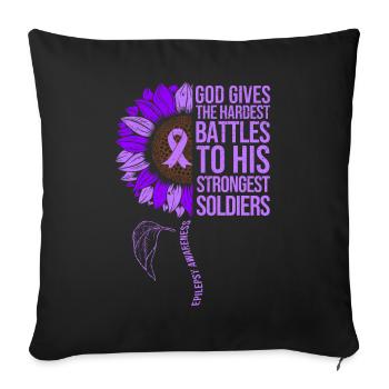 Epilepsy Awareness Sunflower - Sofa pillowcase 17,3'' x 17,3'' (45 x 45 cm) - black - Front