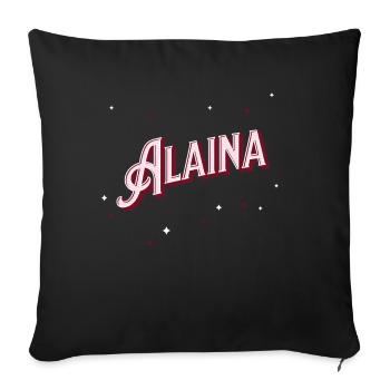 Prénom Alaina personnalisé - Housse de coussin décorative 45 x 45 cm - noir - Devant