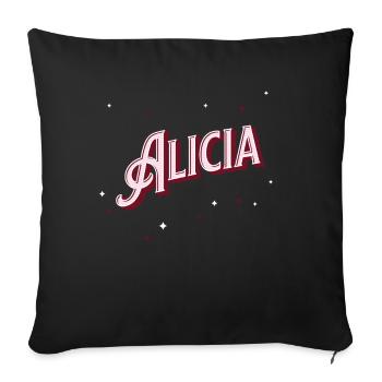 Alicia name personalized - Sofa pillowcase 17,3'' x 17,3'' (45 x 45 cm) - black - Front