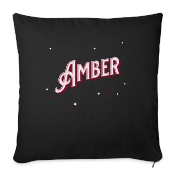 Personalized Amber name - Sofa pillowcase 17,3'' x 17,3'' (45 x 45 cm) - black - Front