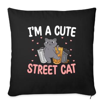 Mignon chat de rue Multon chatte chatte - Housse de coussin décorative 45 x 45 cm - noir - Devant