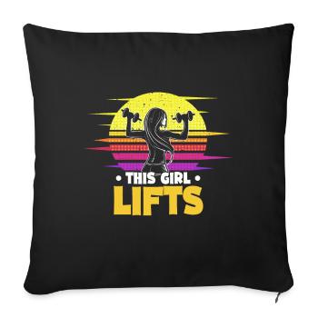 Cette femme balance le coucher de soleil rétro de Kettbell - Housse de coussin décorative 45 x 45 cm - noir - Devant