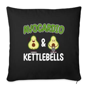 Kettlebell Cardio Avocardio & Kettlebells Vegan - Sofa pillowcase 17,3'' x 17,3'' (45 x 45 cm) - black - Front