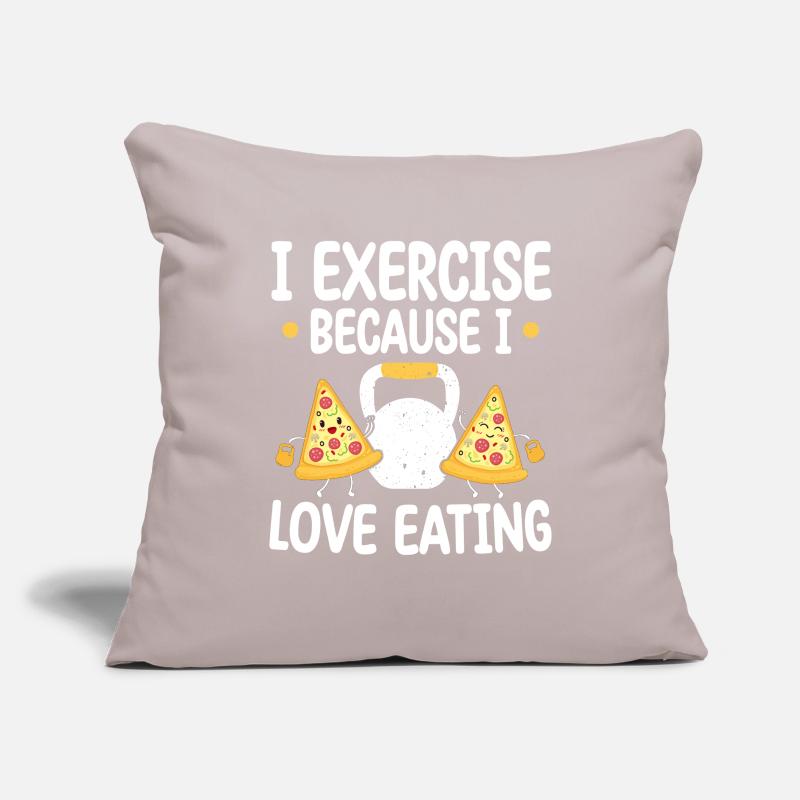 Kettlebell Pizza Exercice parce que j’adore manger Housse de coussin décorative 45 x 45 cm