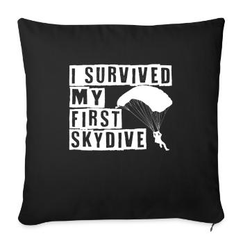 J’ai survécu à mon premier parachute en parachute - Housse de coussin décorative 45 x 45 cm - noir - Devant
