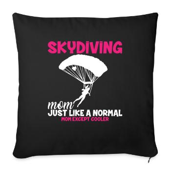 Parachute parachutiste maman - Housse de coussin décorative 45 x 45 cm - noir - Devant