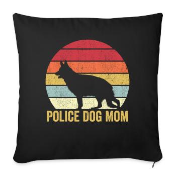 Policier Chien Police Vintage - Housse de coussin décorative 45 x 45 cm - noir - Devant