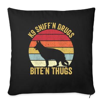 Policeman Police Dog Vintage - Sofa pillowcase 17,3'' x 17,3'' (45 x 45 cm) - black - Front