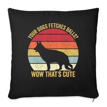 Policier Chien Police Vintage - Housse de coussin décorative 45 x 45 cm - noir - Devant