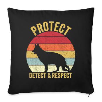 Policeman Police Dog Vintage - Sofa pillowcase 17,3'' x 17,3'' (45 x 45 cm) - black - Front