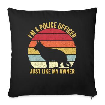 Policeman Police Dog Vintage - Sofa pillowcase 17,3'' x 17,3'' (45 x 45 cm) - black - Front