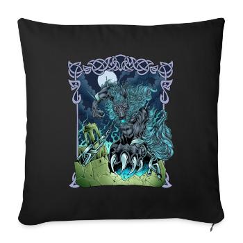 Fenrir in Asgard - Fenris Wolf - Sofa pillowcase 17,3'' x 17,3'' (45 x 45 cm) - black - Front