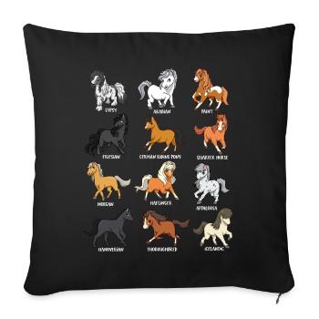 Cartoon Kawaii Horses - Horse Motif - Sofa pillowcase 17,3'' x 17,3'' (45 x 45 cm) - black - Front